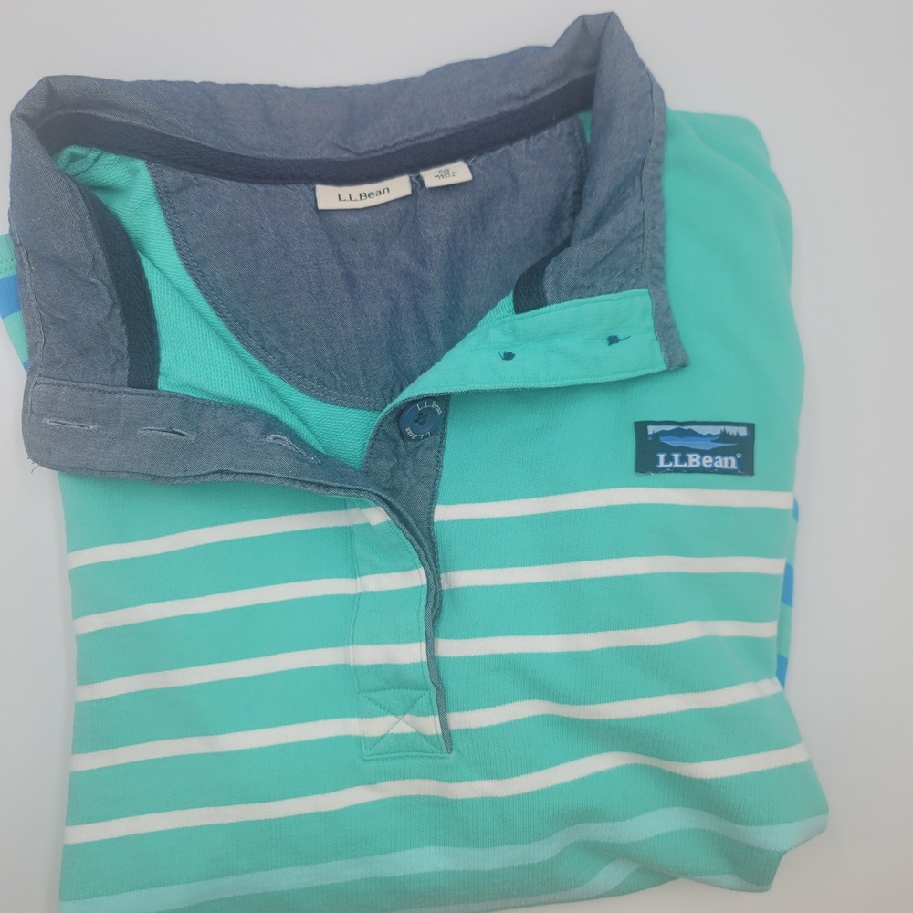 LL Bean Womens XL Teal Blue Ombre Coastal Preppy Gorpcore Heritage Pullover - Picture 3 of 7